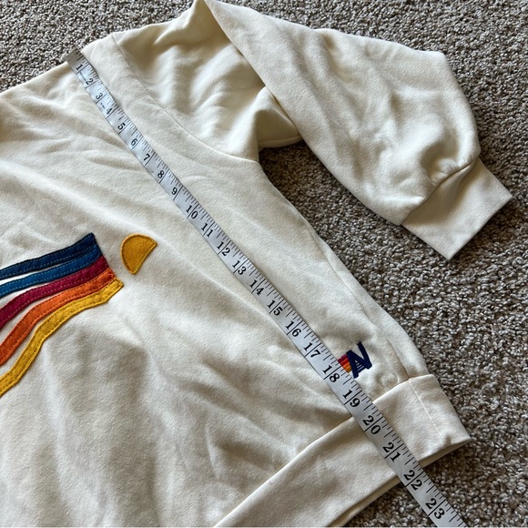 Aviator Nation Relaxed Daydream Cream Tan Rainbow Crewneck Sweatshirt Size Small - Picture 5 of 7